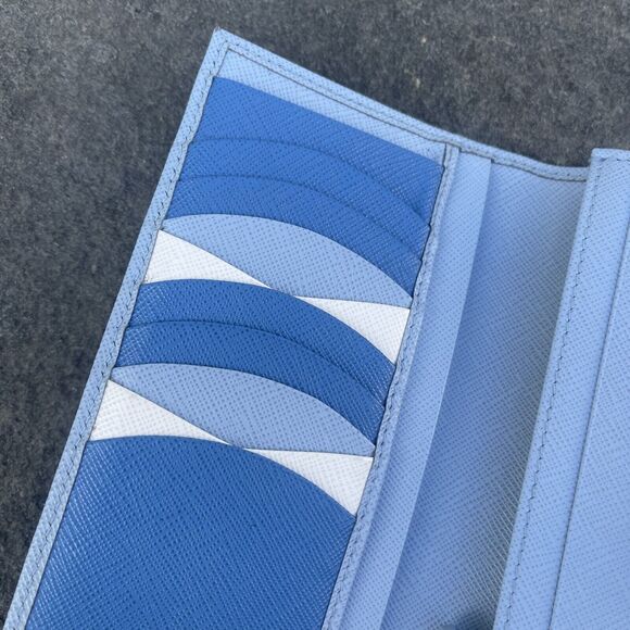 Prada Saffiano Leather Blue Ling Snap Wallet - Picture 10 of 14